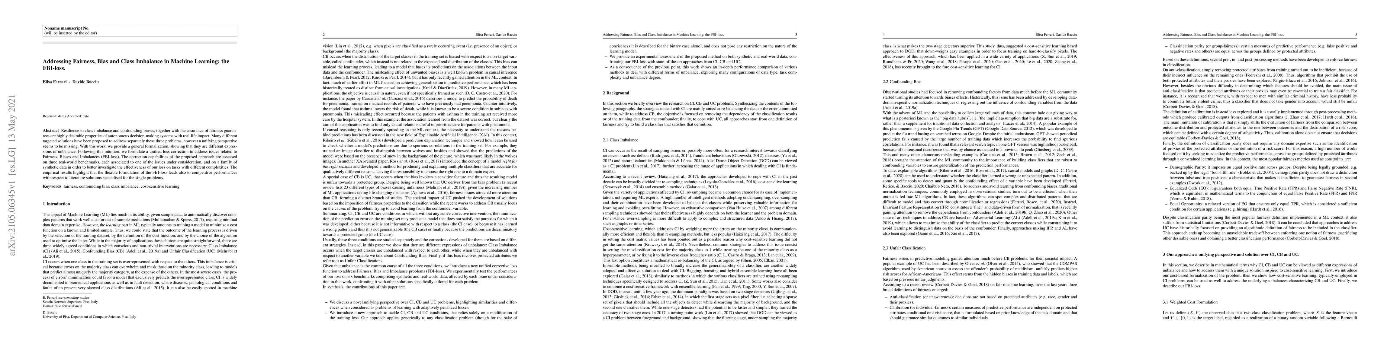 Thumbnail for Addressing Fairness, Bias and Class Imbalance in Machine Learning: the
  FBI-loss