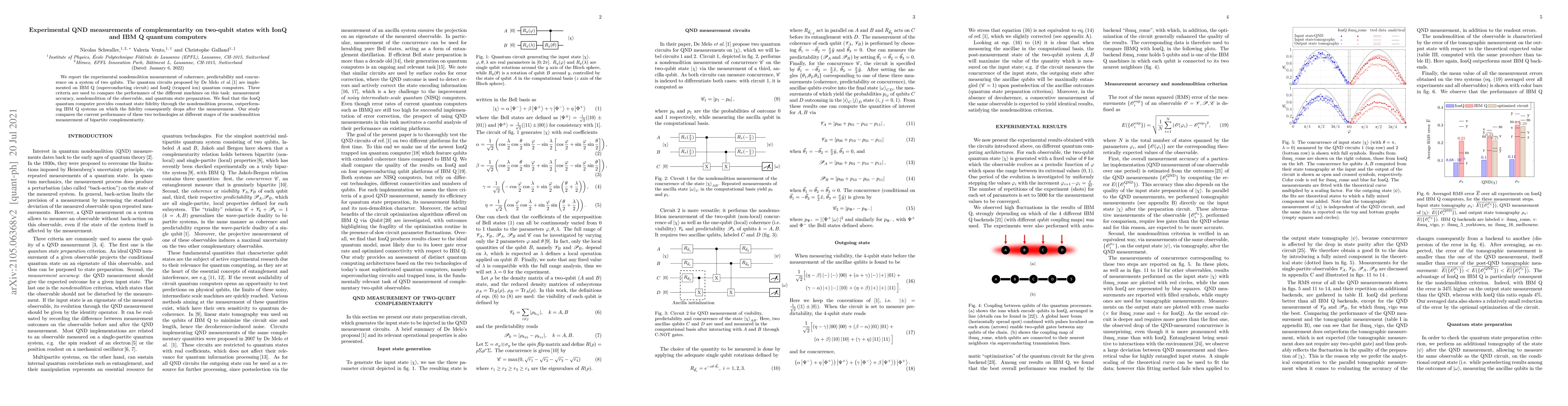 Thumbnail for Experimental QND measurements of complementarity on two-qubit states
  with IonQ and IBM Q quantum computers