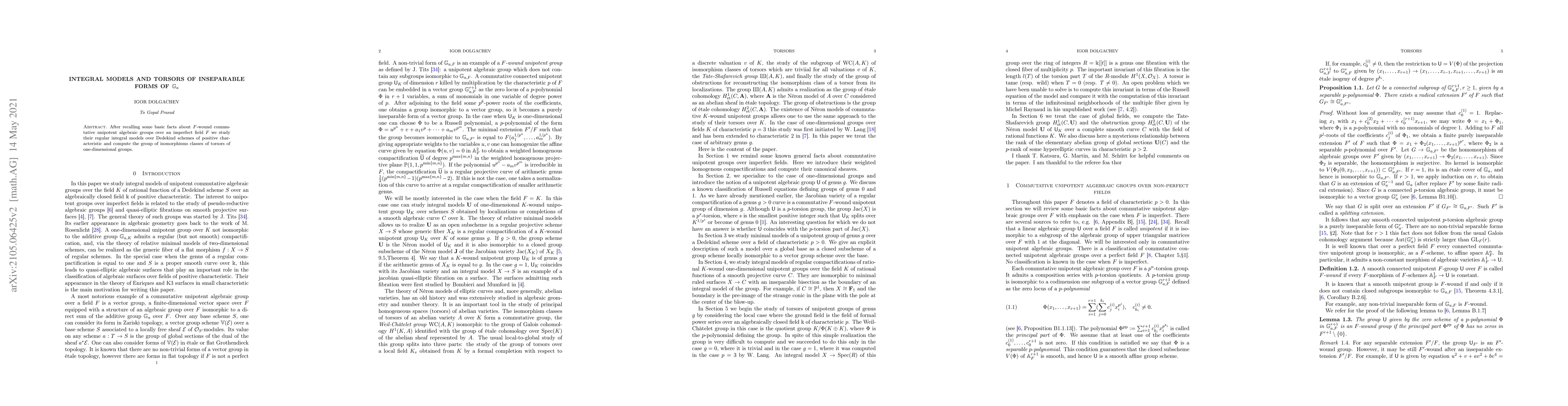 Thumbnail for Integral forms and torsors of inseparable forms of G_a