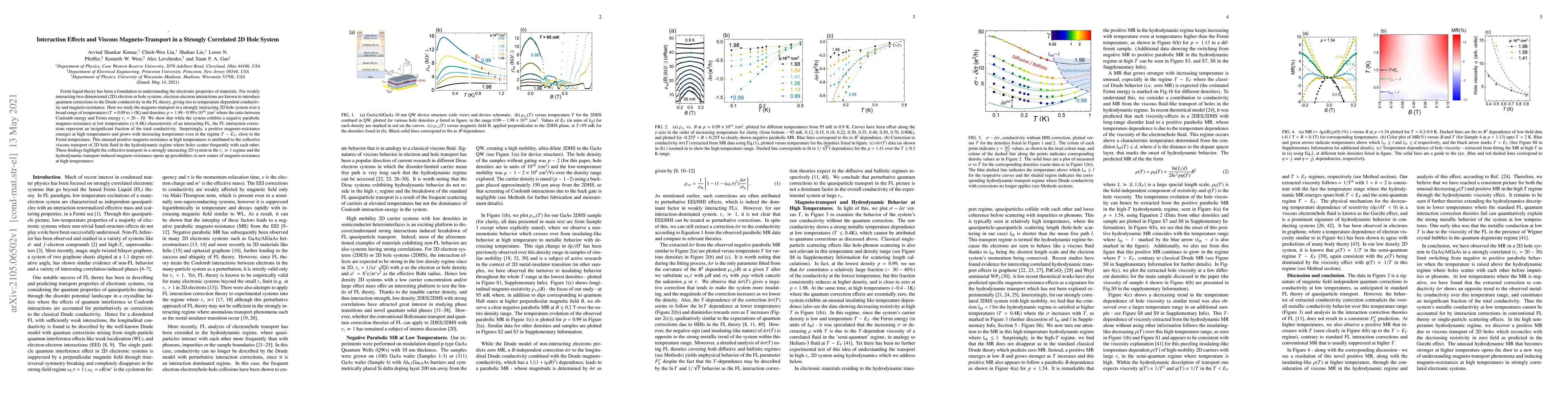 Thumbnail for Interaction Effects and Viscous Magneto-Transport in a Strongly
  Correlated 2D Hole System