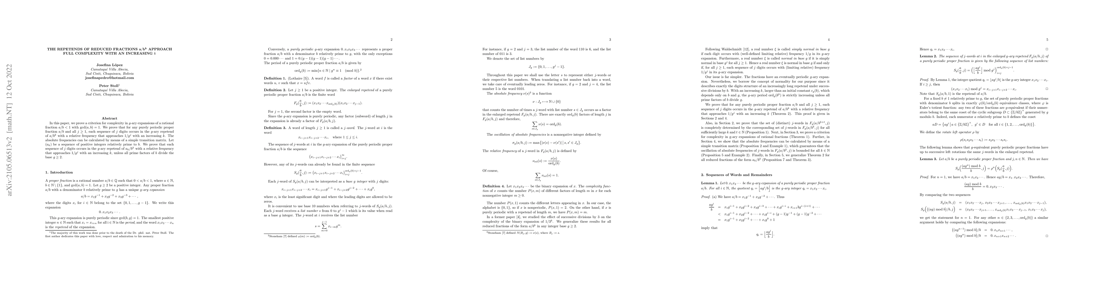 Thumbnail for The repetends of reduced fractions $a/b^k$ approach full complexity with
  an increasing $k$