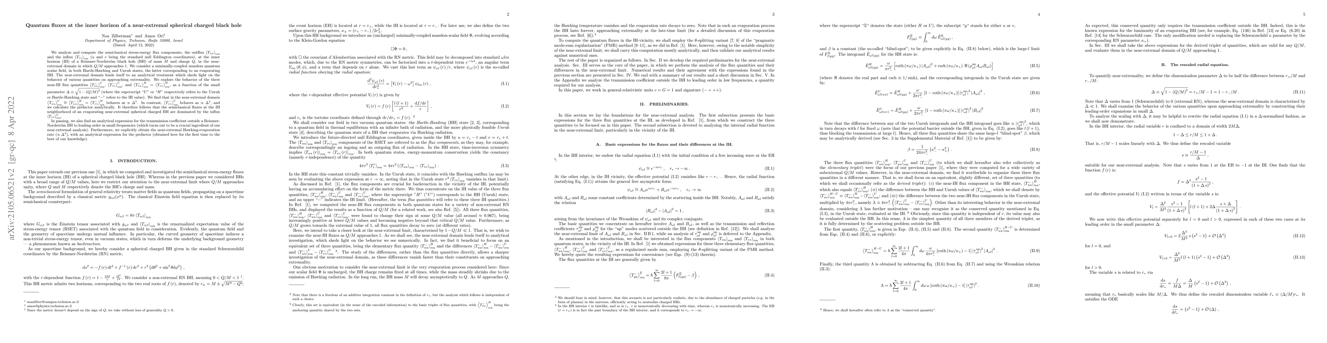 Thumbnail for Quantum fluxes at the inner horizon of a near-extremal spherical charged
  black hole