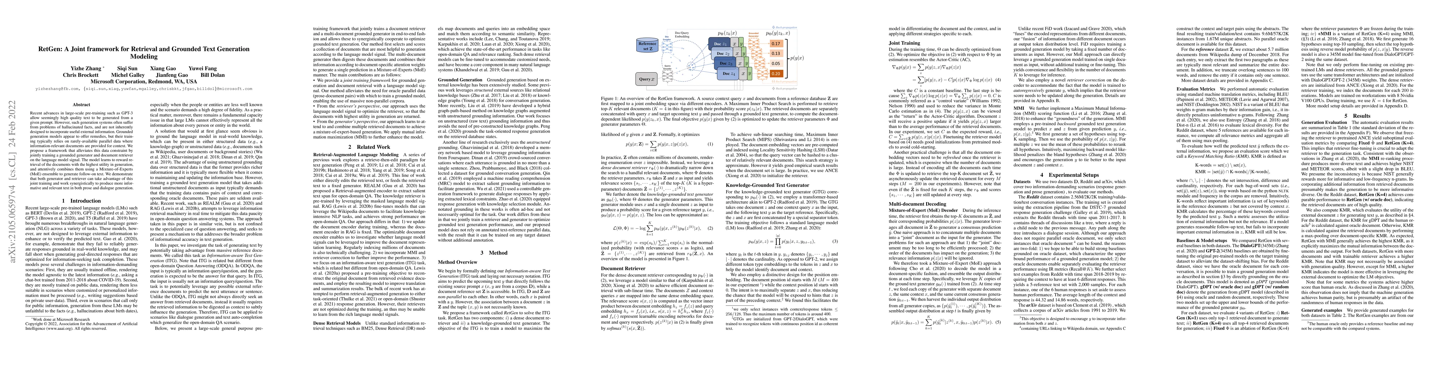 Thumbnail for RetGen: A Joint framework for Retrieval and Grounded Text Generation
  Modeling