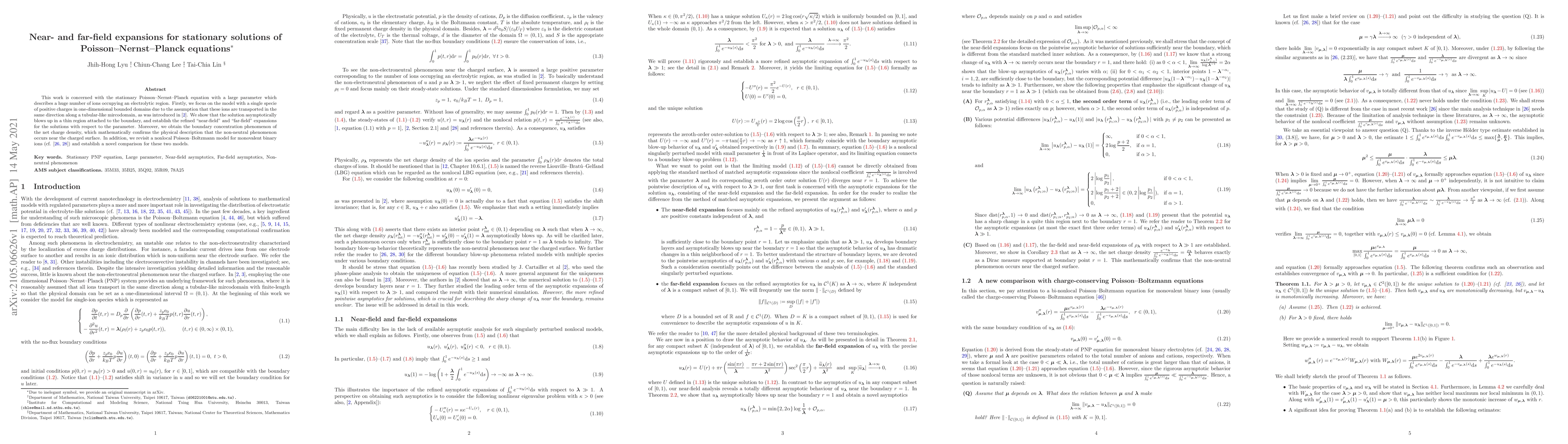 Thumbnail for Near- and far-field expansions for stationary solutions of
  Poisson--Nernst--Planck equations
