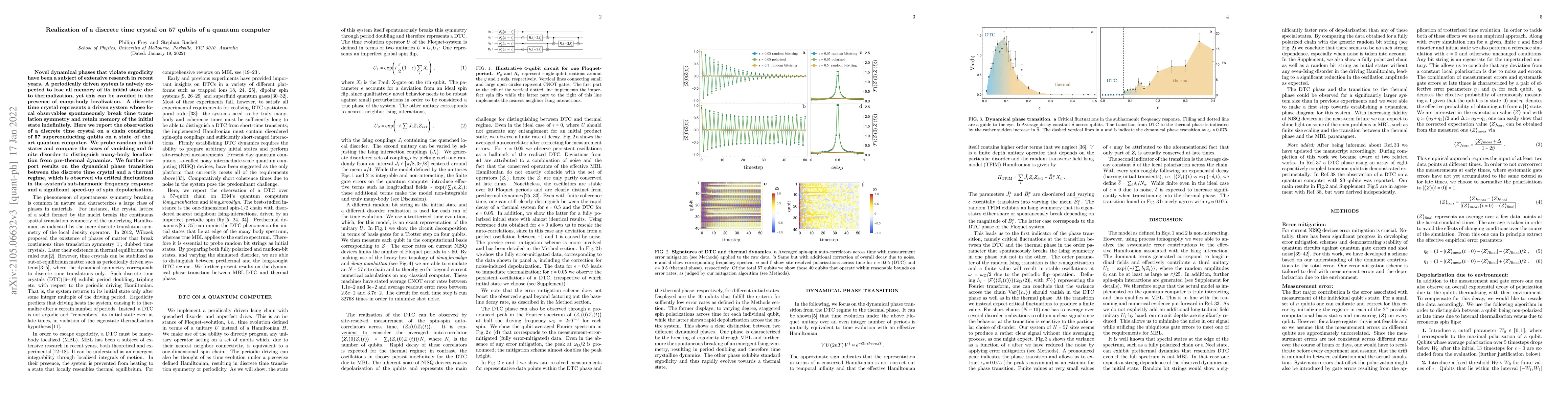 Thumbnail for Realization of a discrete time crystal on 57 qubits of a quantum
  computer
