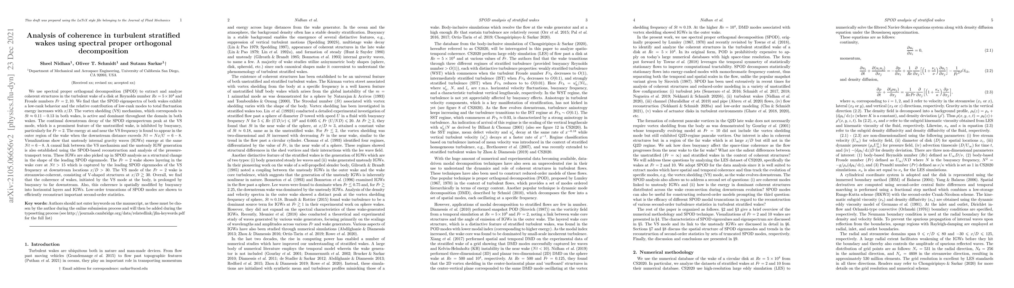 Thumbnail for Analysis of coherence in turbulent stratified wakes using spectral
  proper orthogonal decomposition