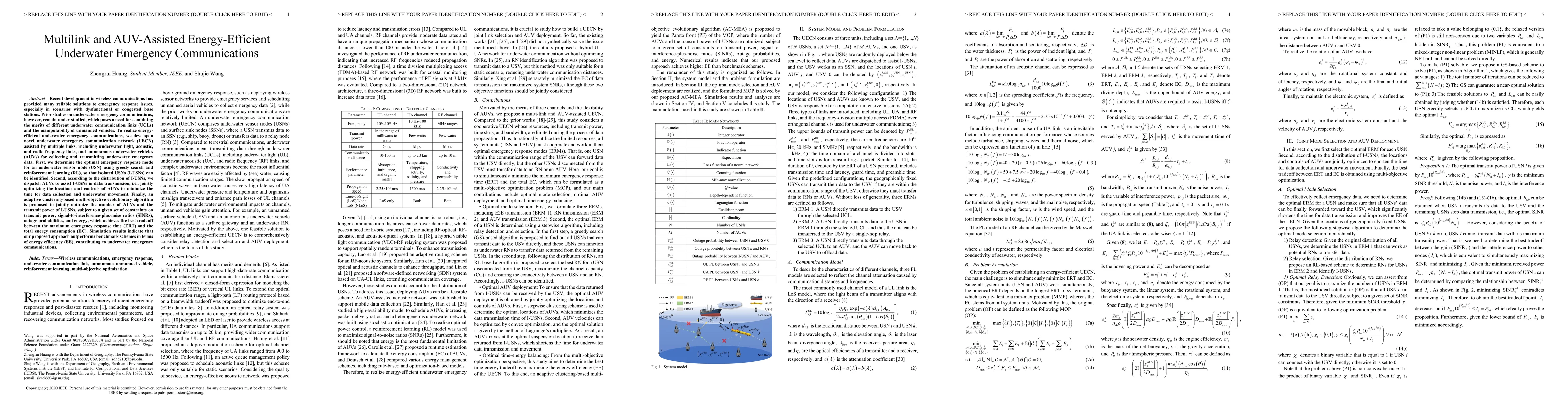 Thumbnail for Multilink and AUV-Assisted Energy-Efficient Underwater Emergency
  Communications