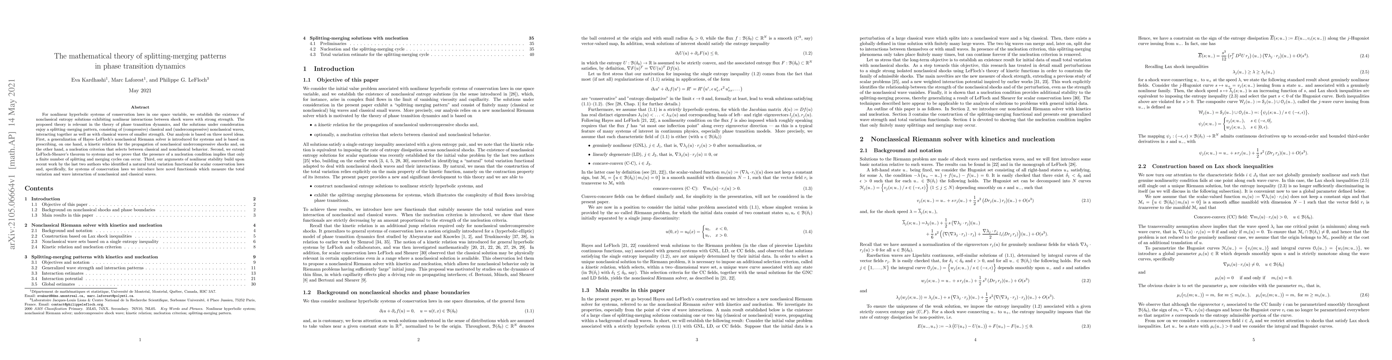 Thumbnail for The mathematical theory of splitting-merging patterns in phase
  transition dynamics