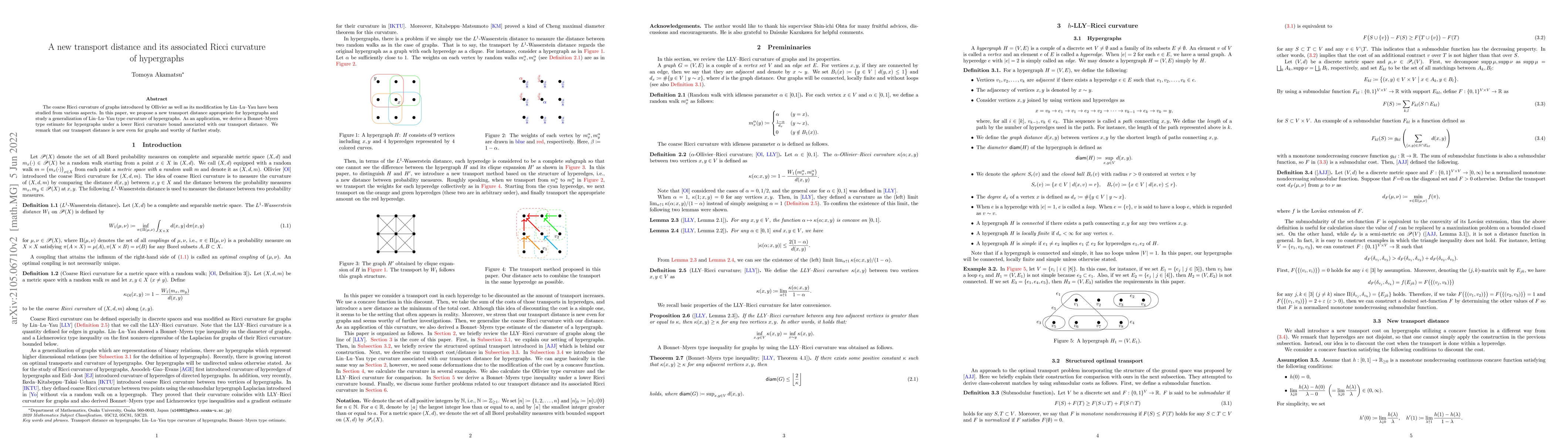 Thumbnail for A new transport distance and its associated Ricci curvature of
  hypergraphs