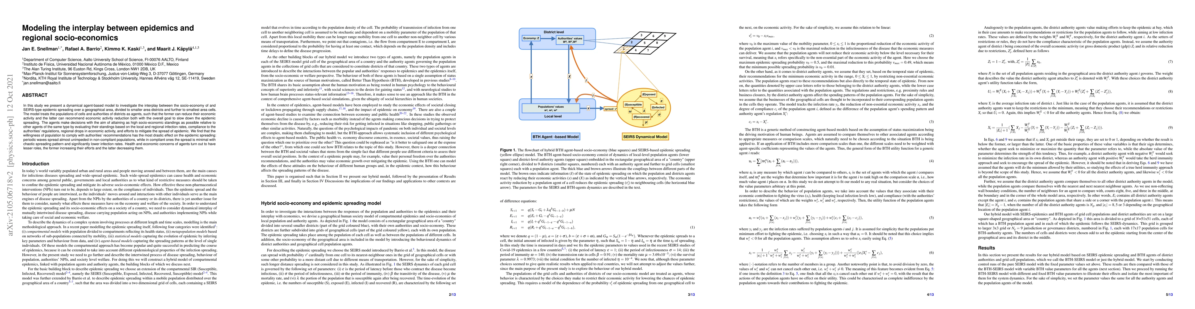 Thumbnail for Modeling the interplay between epidemics and regional socio-economics