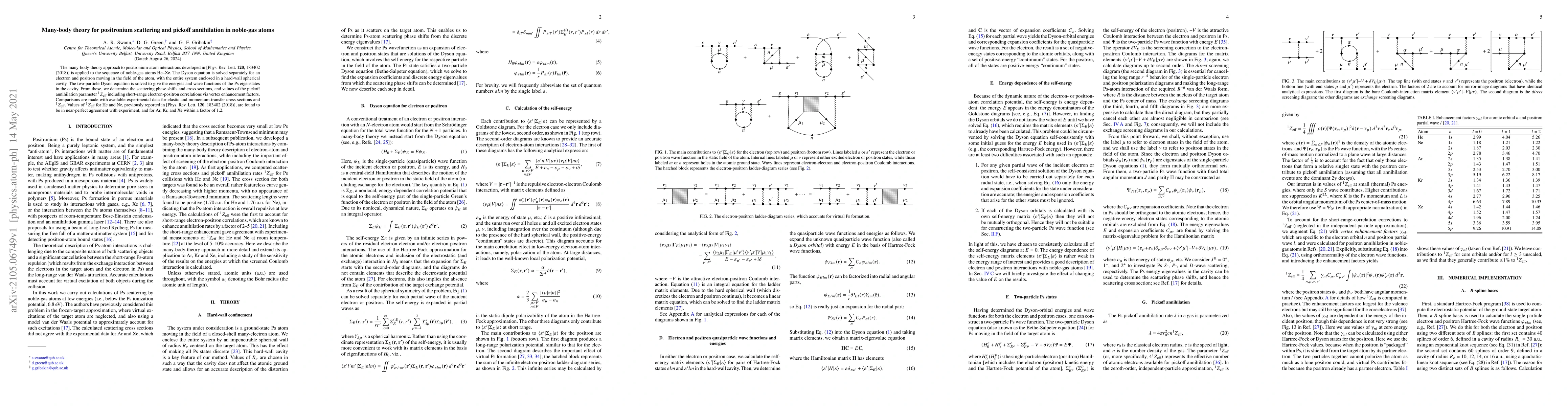 Thumbnail for Many-body theory for positronium scattering and pickoff annihilation in
  noble-gas atoms