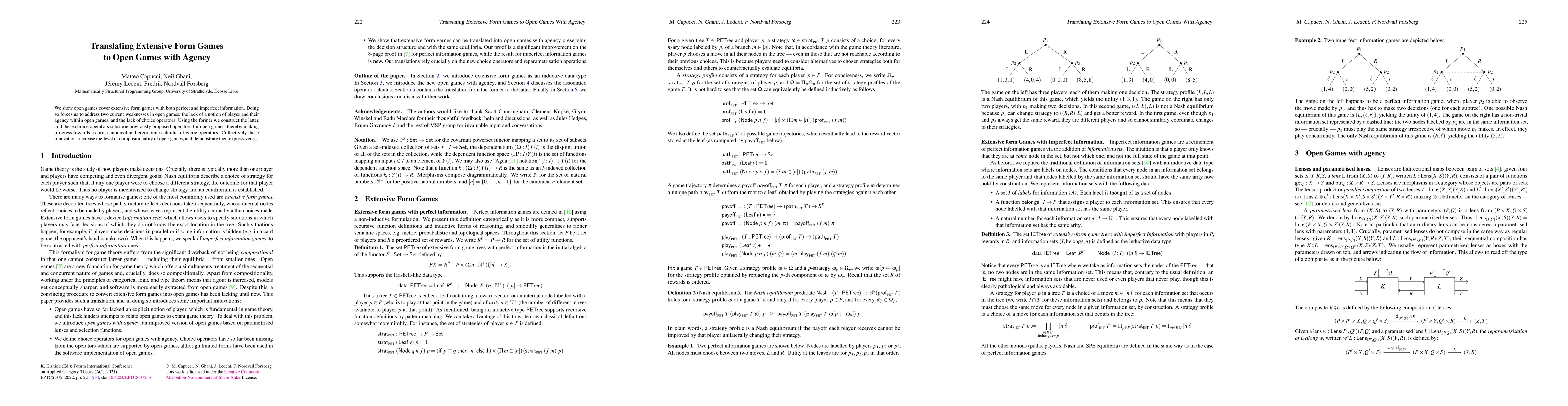 Thumbnail for Translating Extensive Form Games to Open Games with Agency