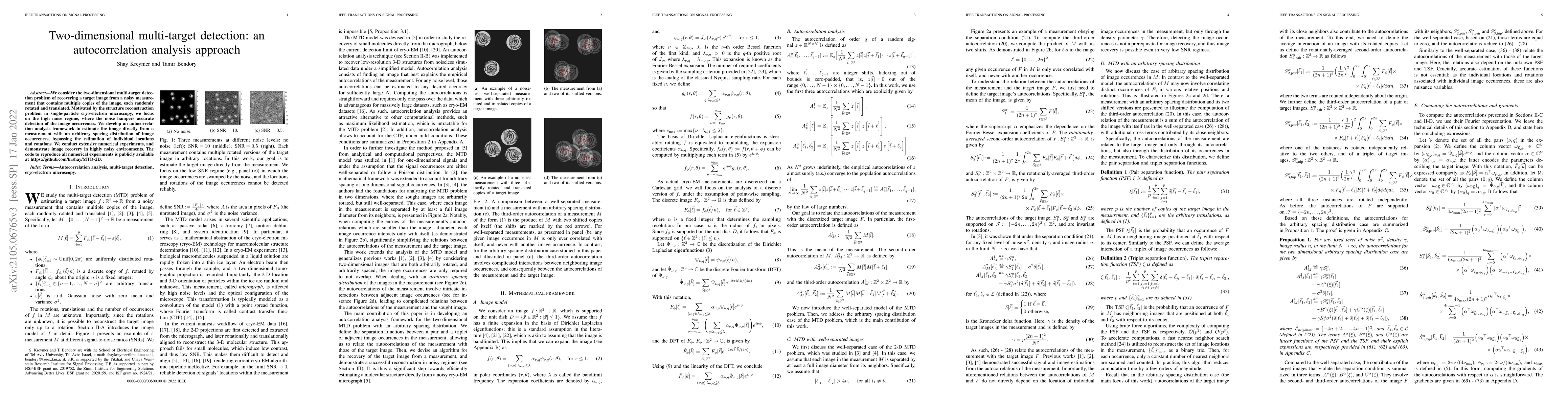 Thumbnail for Two-dimensional multi-target detection: an autocorrelation analysis
  approach