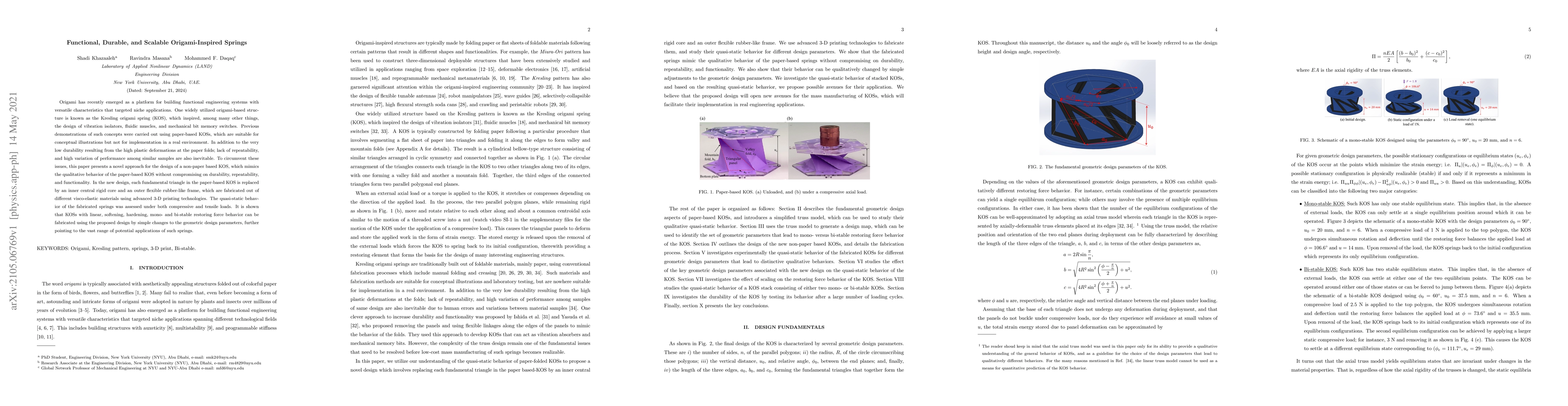 Thumbnail for Functional, Durable, and Scalable Origami-Inspired Springs
