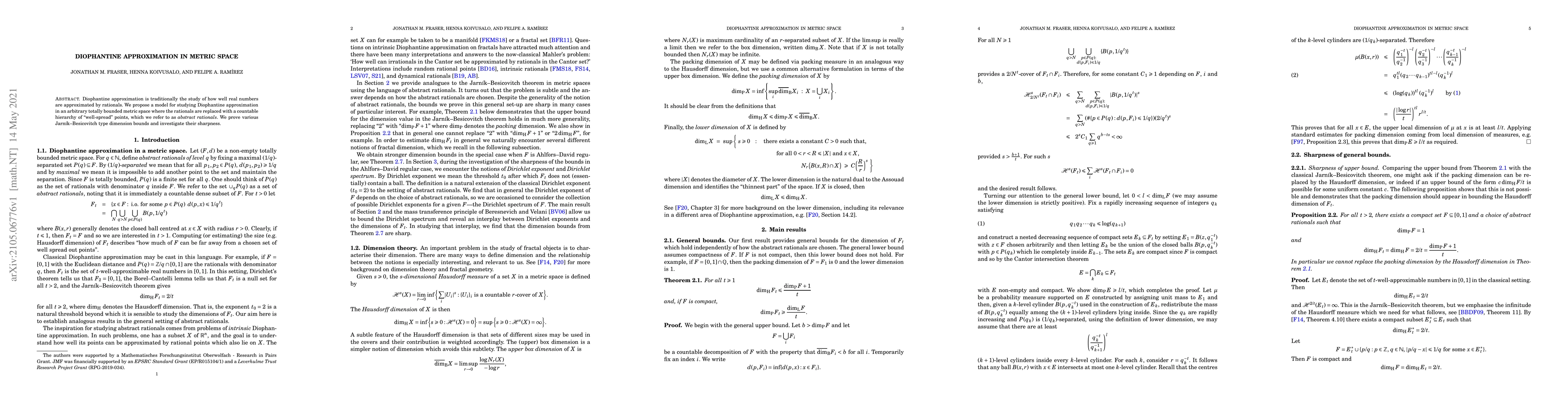 Thumbnail for Diophantine approximation in metric space