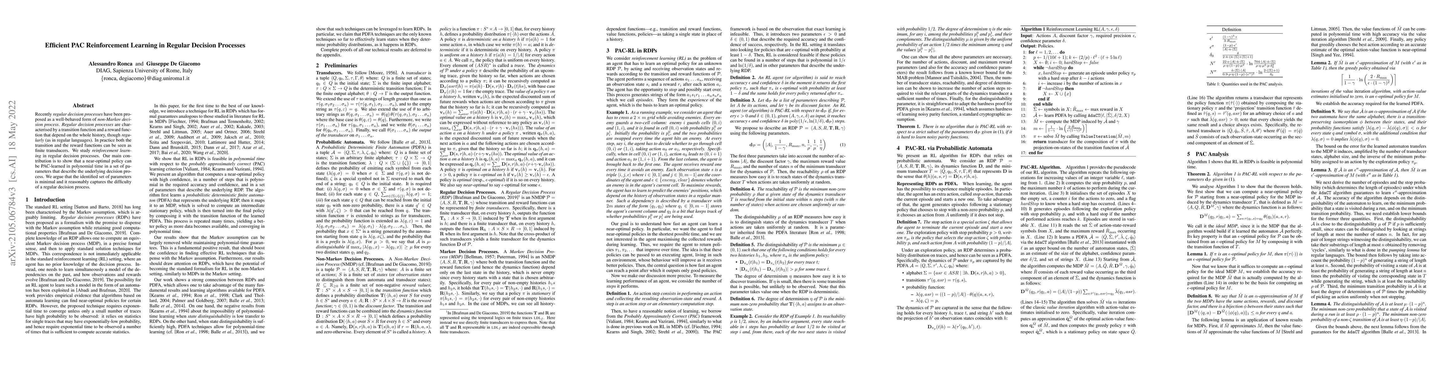 Thumbnail for Efficient PAC Reinforcement Learning in Regular Decision Processes