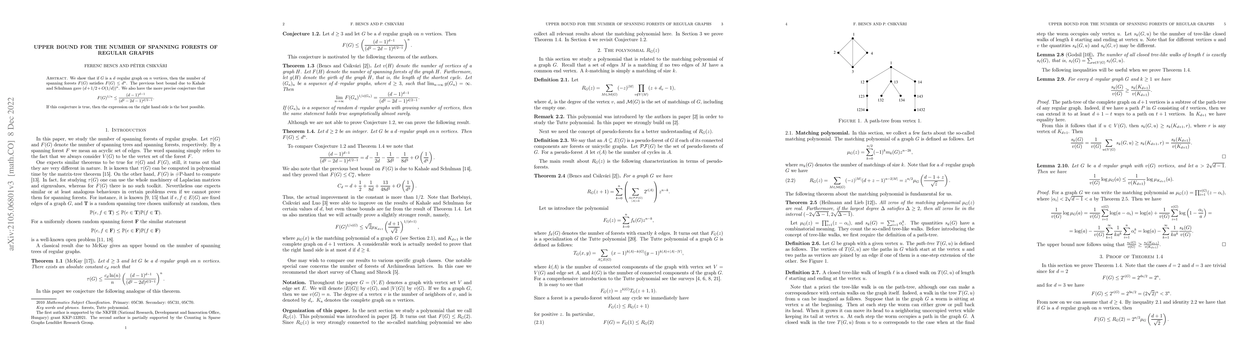 Thumbnail for Upper bound for the number of spanning forests of regular graphs