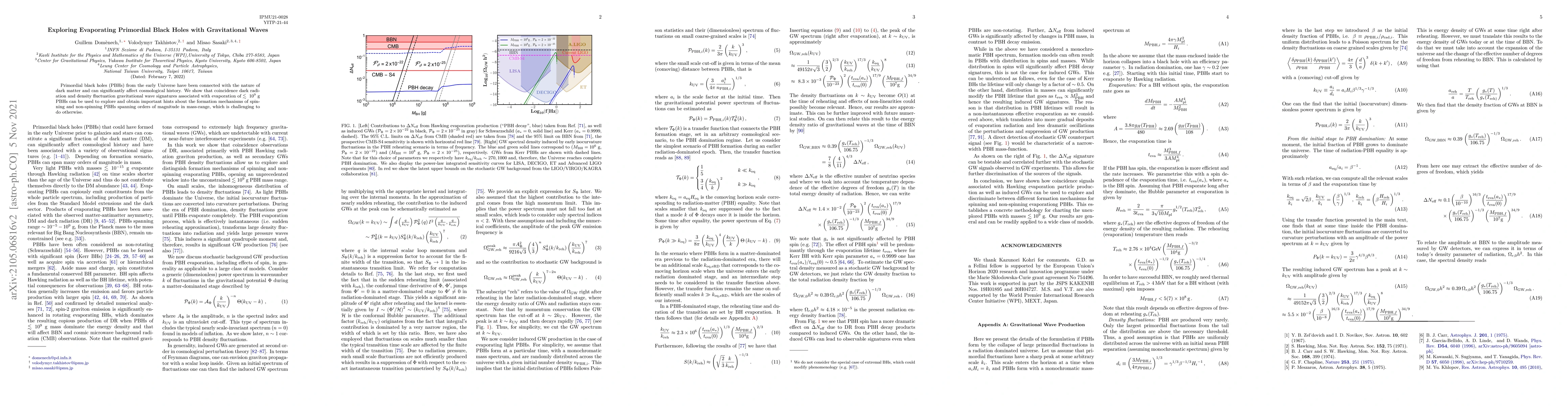Thumbnail for Exploring Evaporating Primordial Black Holes with Gravitational Waves