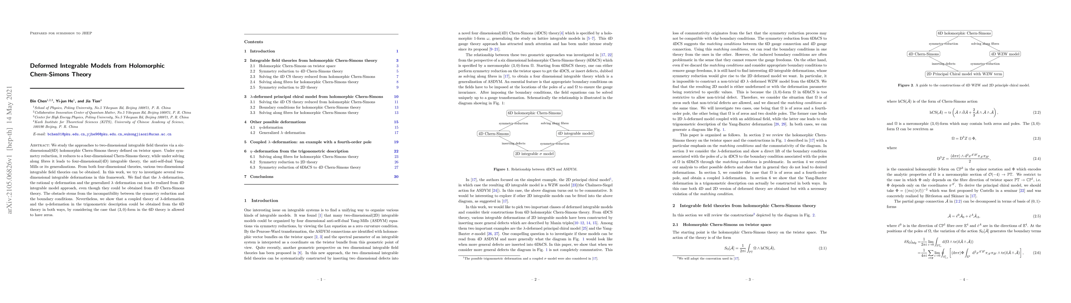 Thumbnail for Deformed Integrable Models from Holomorphic Chern-Simons Theory