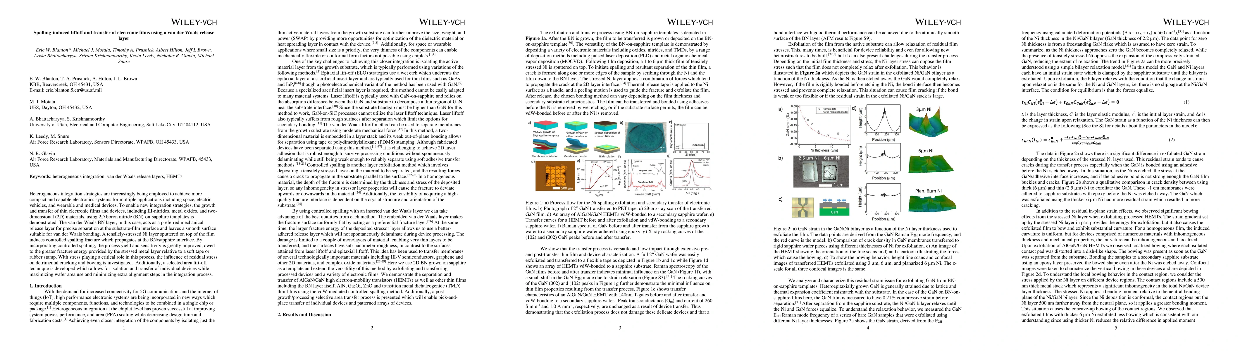 Thumbnail for Spalling-induced liftoff and transfer of electronic films using a van
  der Waals release layer
