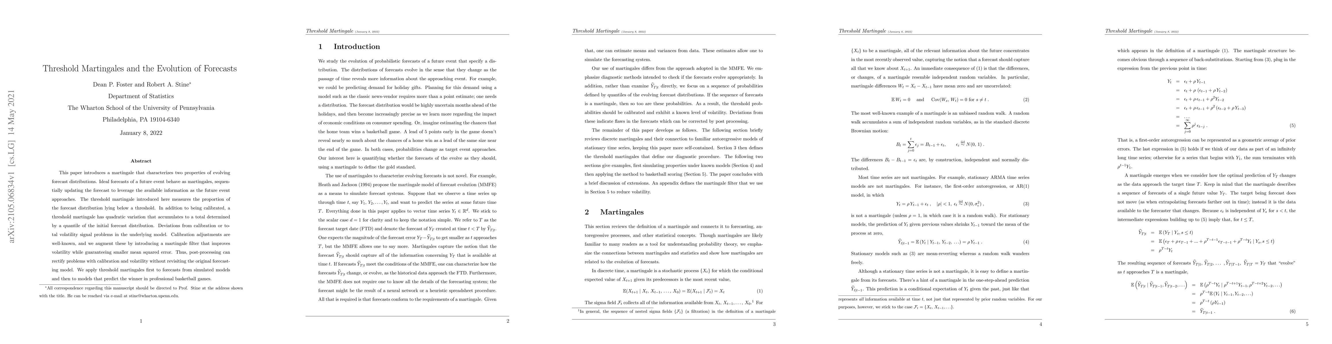 Thumbnail for Threshold Martingales and the Evolution of Forecasts