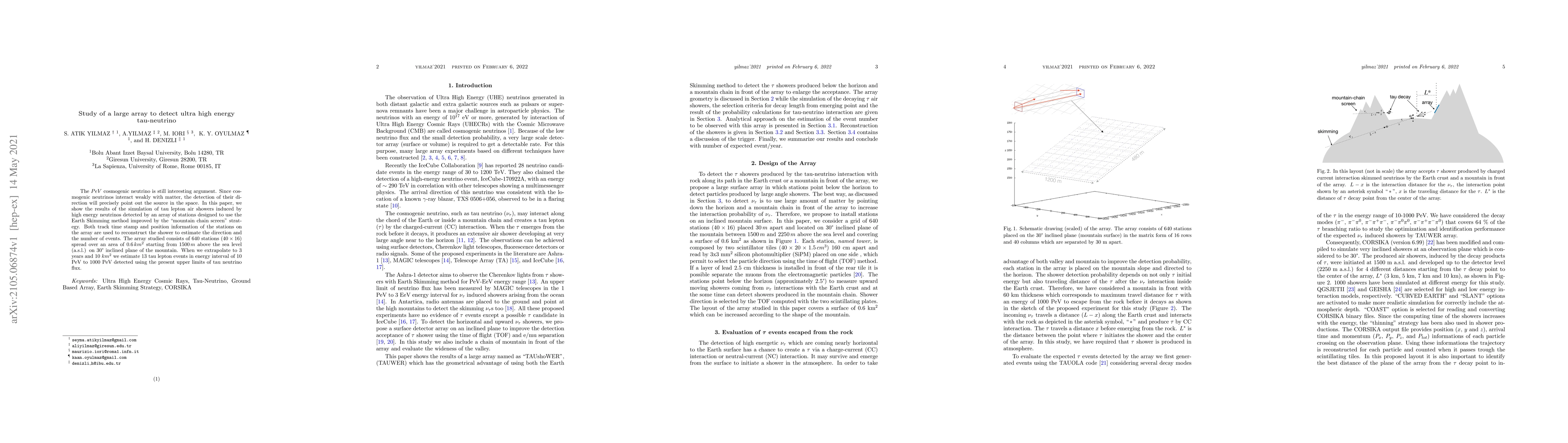 Thumbnail for Study of a large array to detect ultra high energy tau-neutrino