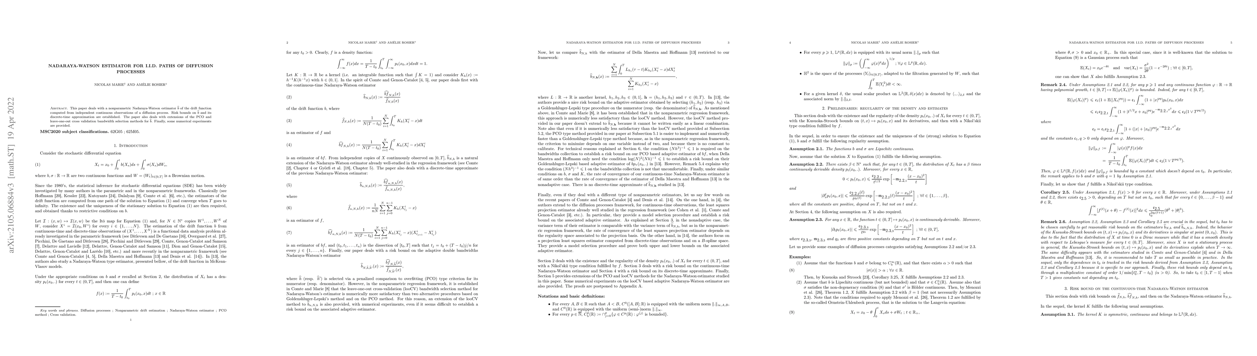 Thumbnail for Nadaraya-Watson Estimator for I.I.D. Paths of Diffusion Processes