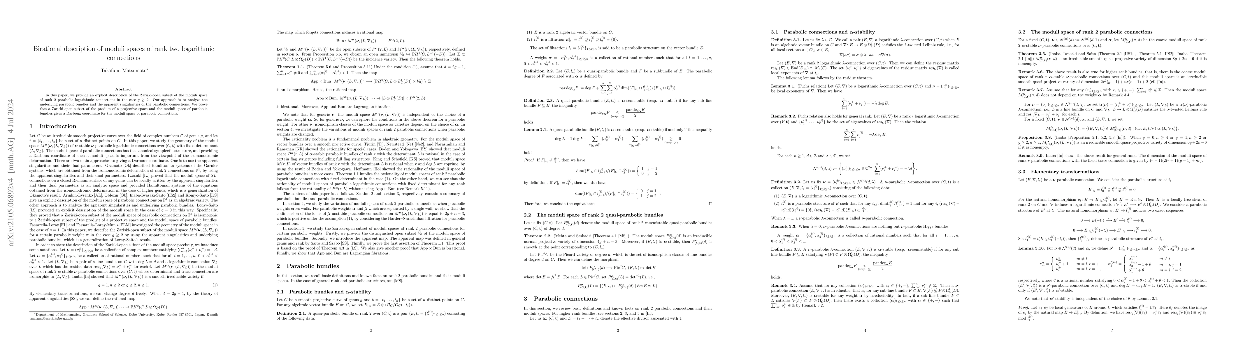 Thumbnail for Birational description of moduli spaces of rank 2 logarithmic
  connections