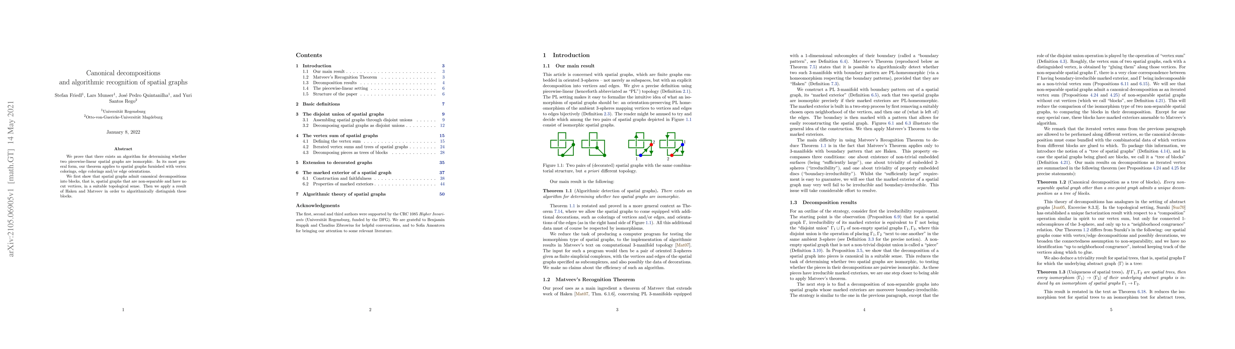 Thumbnail for Canonical decompositions and algorithmic recognition of spatial graphs