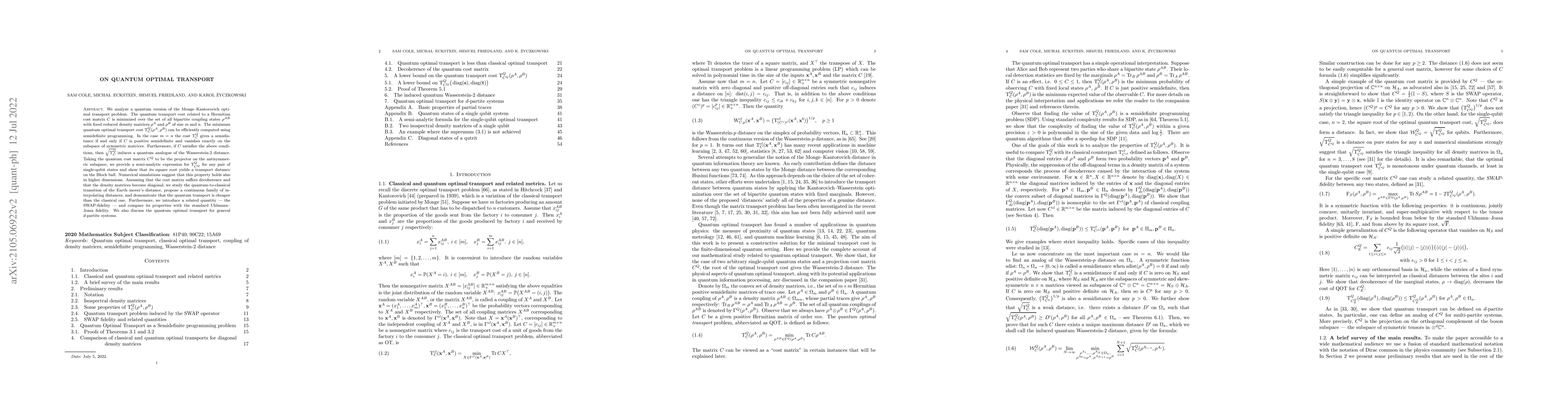 Thumbnail for Quantum Optimal Transport