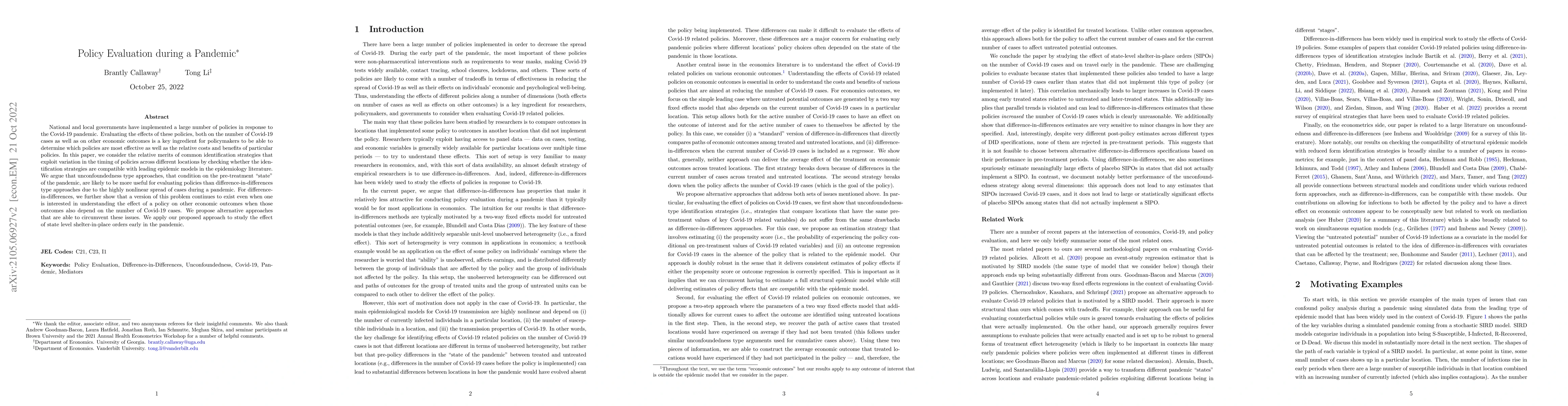 Thumbnail for Policy Evaluation during a Pandemic