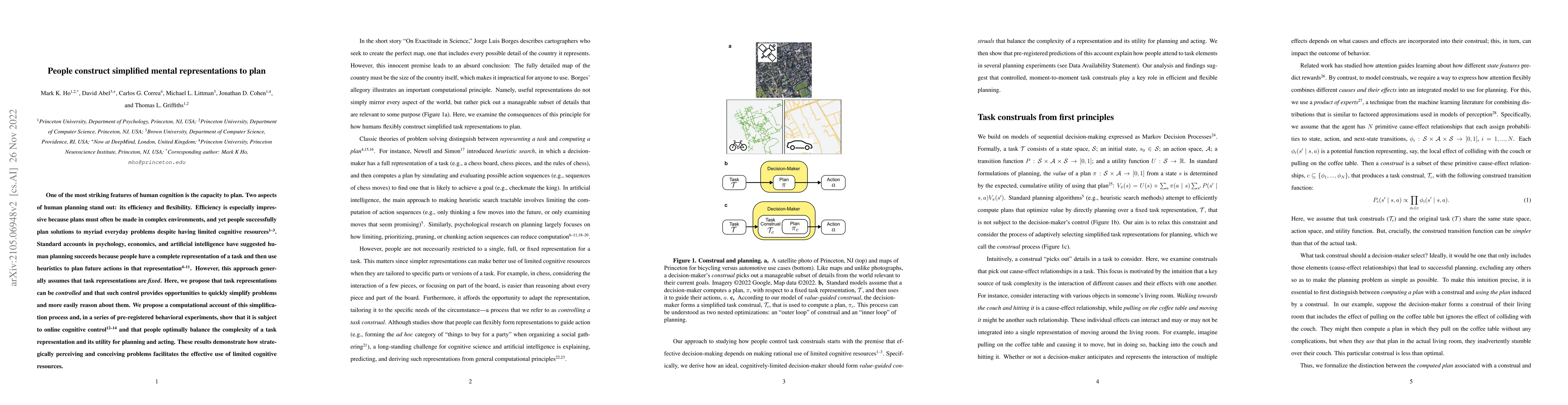 Thumbnail for People construct simplified mental representations to plan