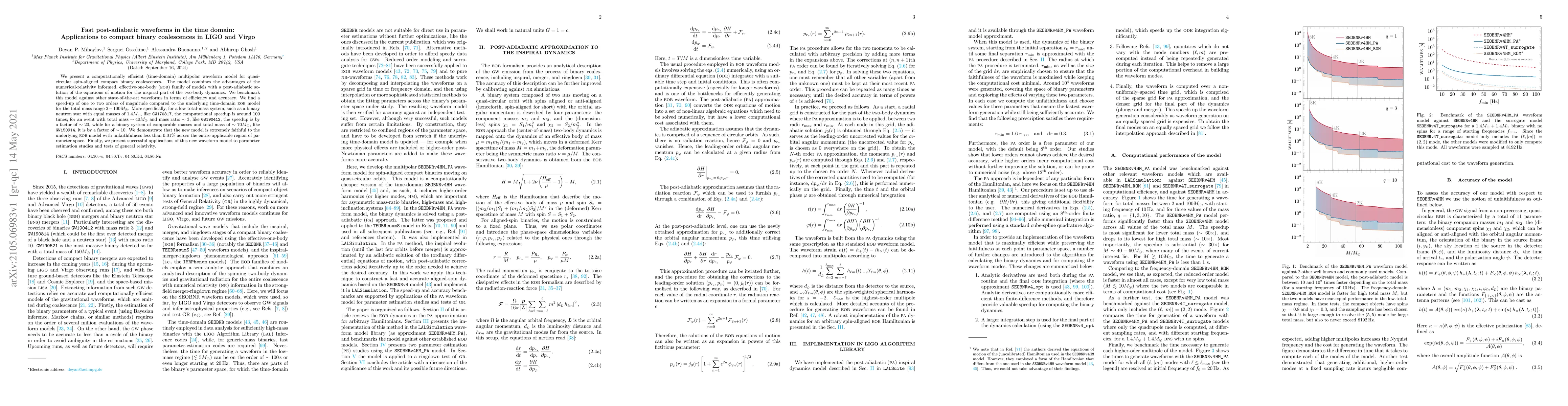 Thumbnail for Fast post-adiabatic waveforms in the time domain: Applications to
  compact binary coalescences in LIGO and Virgo