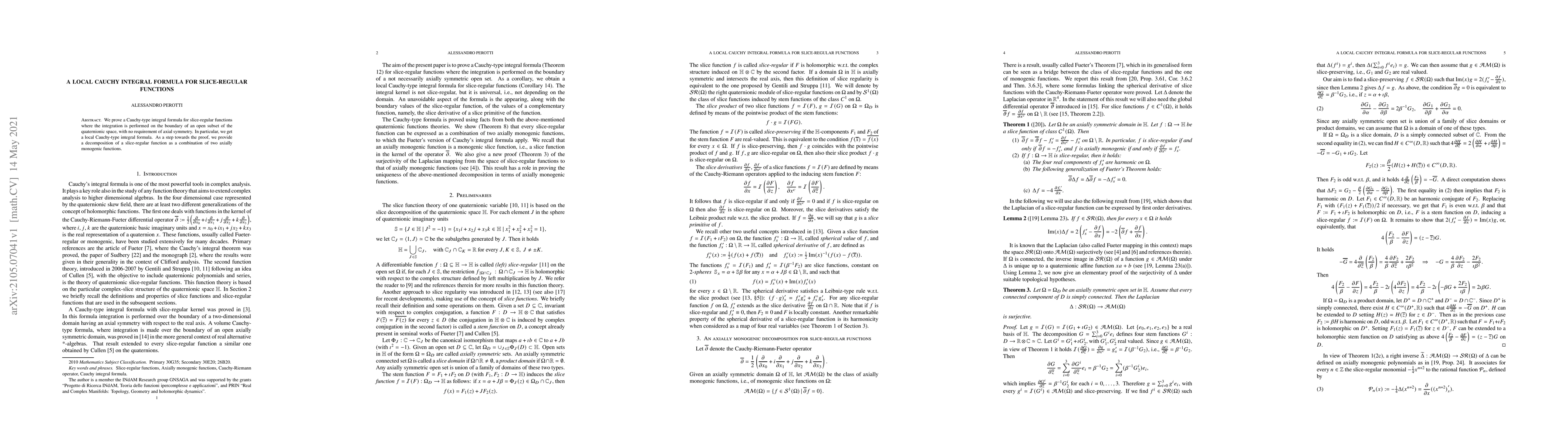 Thumbnail for A local Cauchy integral formula for slice-regular functions