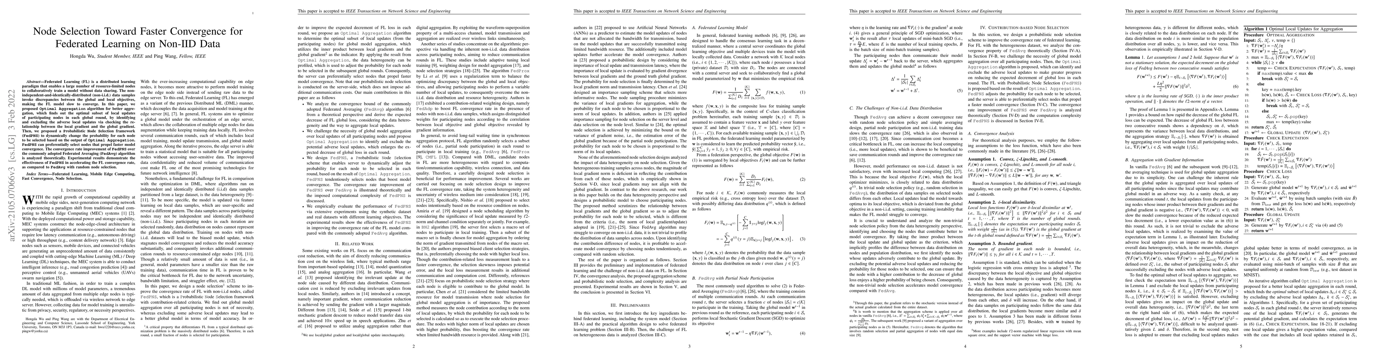 Thumbnail for Node Selection Toward Faster Convergence for Federated Learning on
  Non-IID Data
