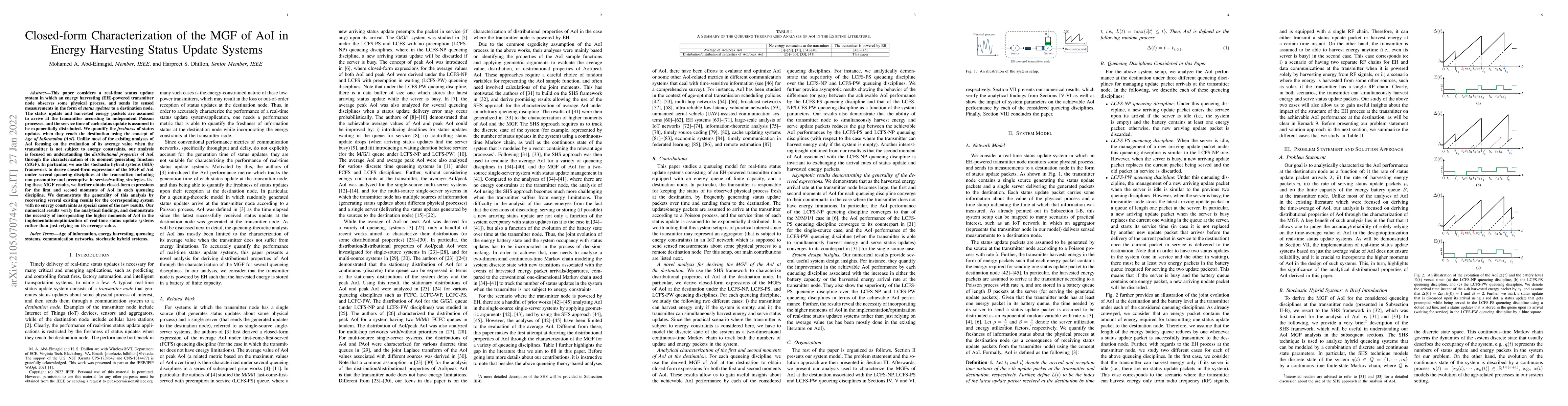 Thumbnail for Closed-form Characterization of the MGF of AoI in Energy Harvesting
  Status Update Systems