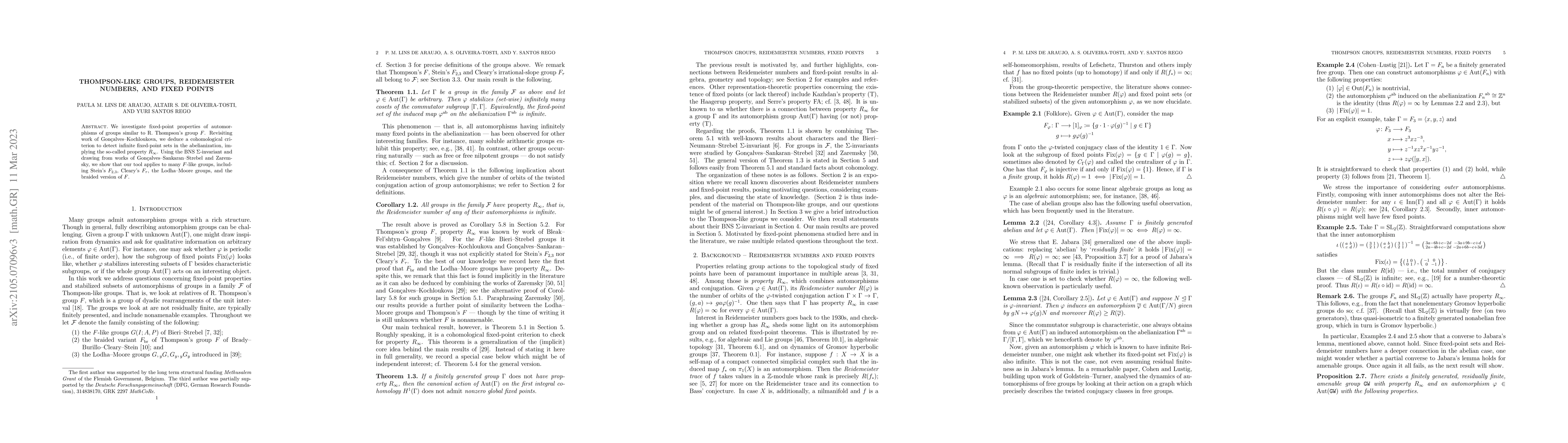 Thumbnail for Thompson-like groups, Reidemeister numbers, and fixed points