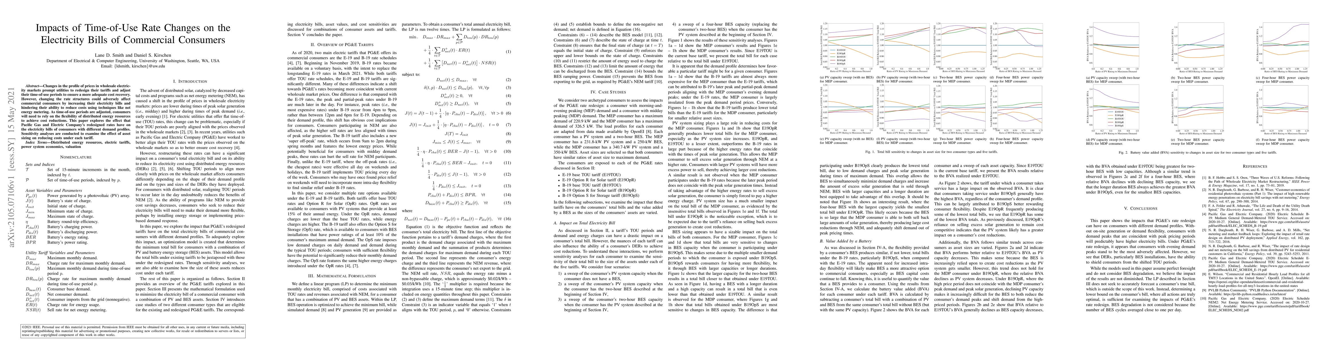 Thumbnail for Impacts of Time-of-Use Rate Changes on the Electricity Bills of
  Commercial Consumers