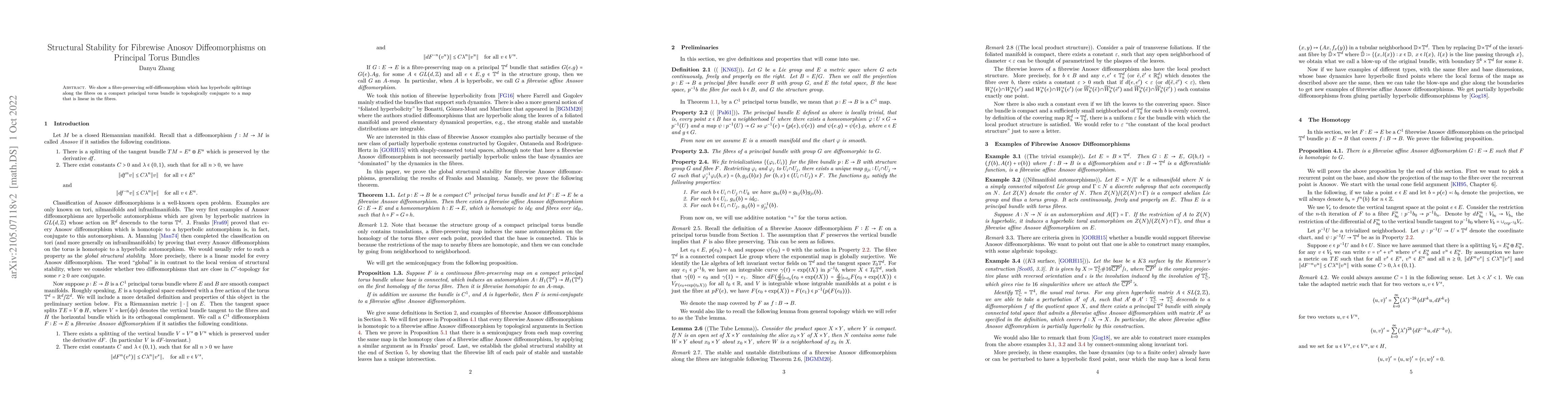 Thumbnail for Structural Stability for Fibrewise Anosov Diffeomorphisms on Principal
  Torus Bundles