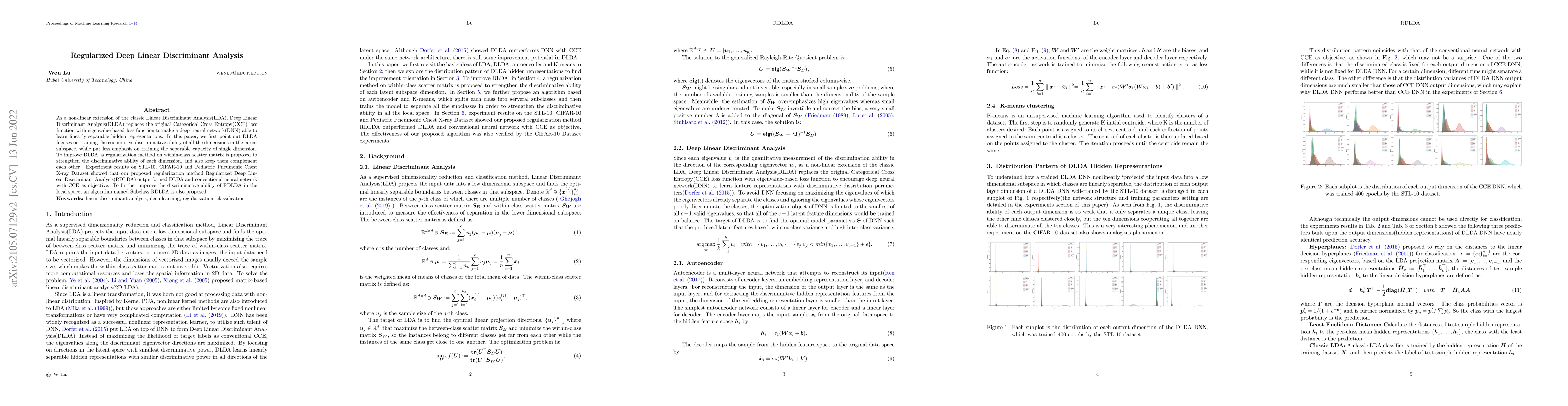 Thumbnail for Regularized Deep Linear Discriminant Analysis