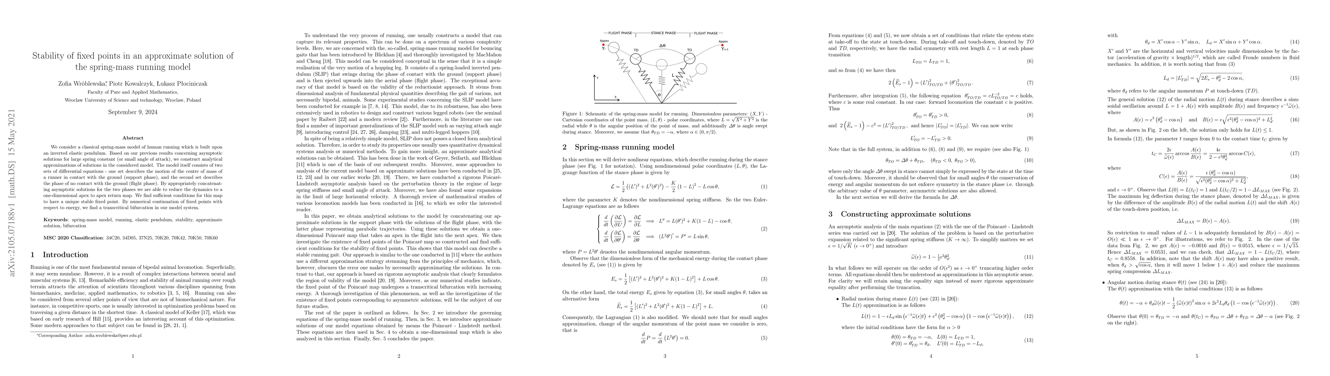 Thumbnail for Stability of fixed points in an approximate solution of the spring-mass
  running model
