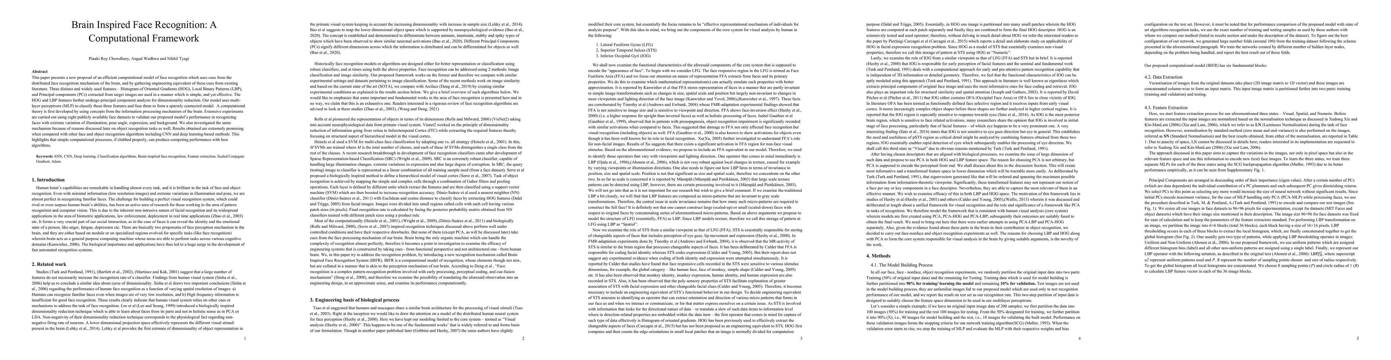 Thumbnail for Brain Inspired Face Recognition: A Computational Framework