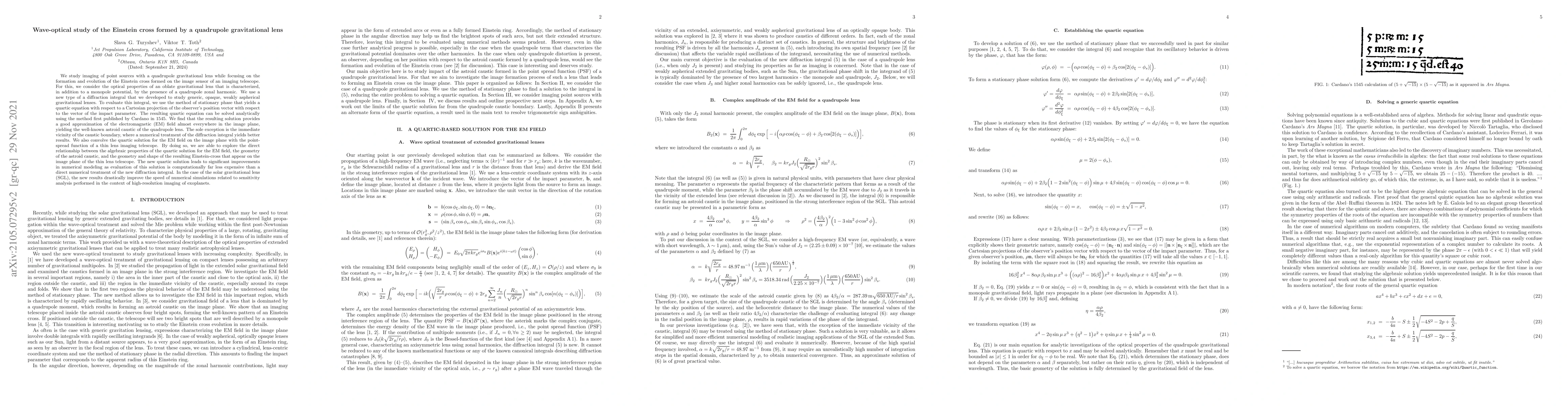Thumbnail for Wave-optical study of the Einstein cross formed by a quadrupole
  gravitational lens