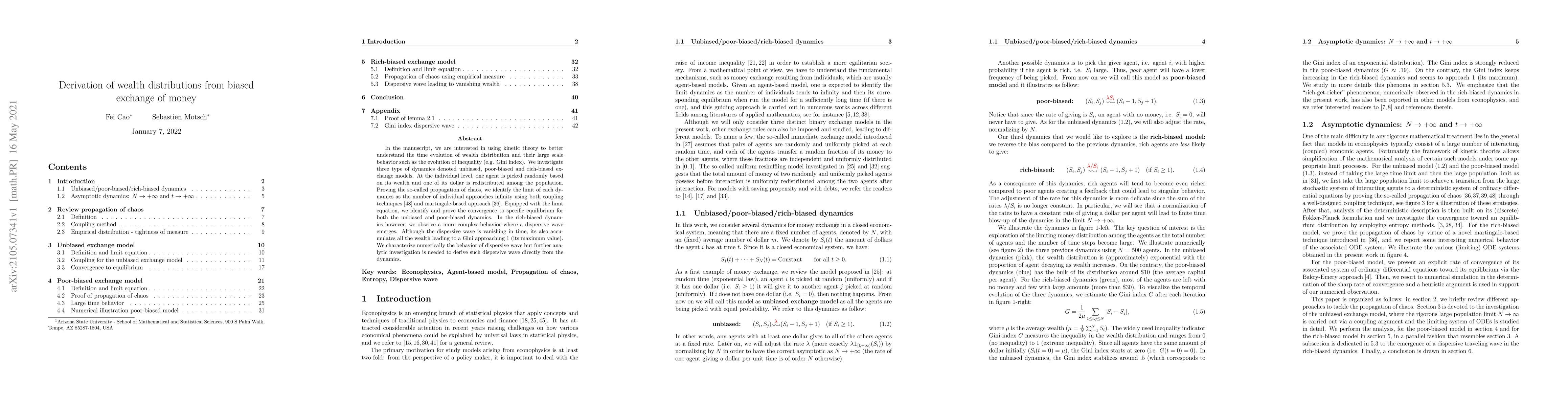 Thumbnail for Derivation of wealth distributions from biased exchange of money