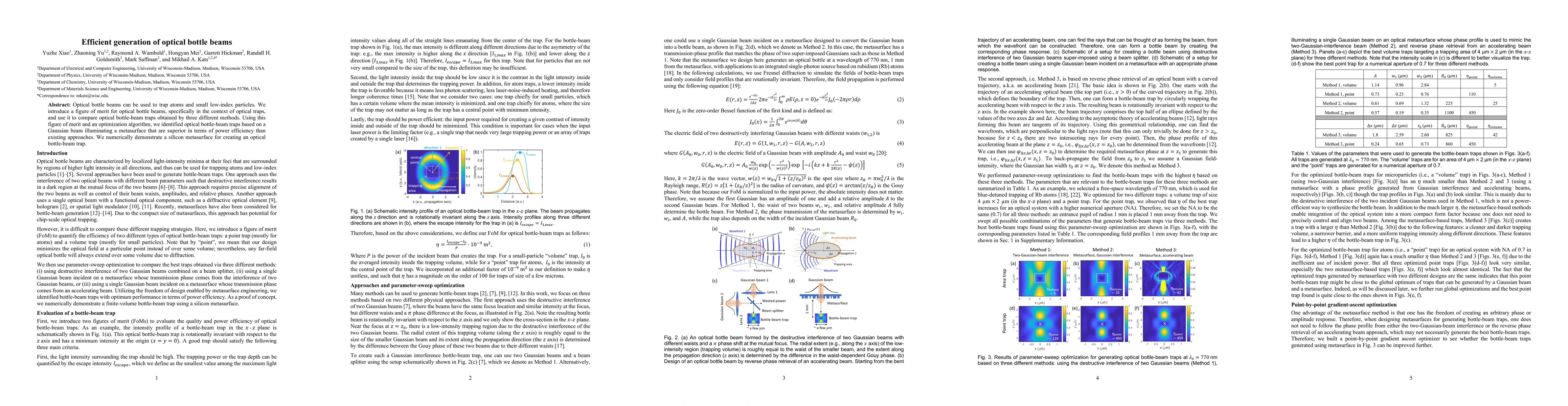 Thumbnail for Efficient generation of optical bottle beams