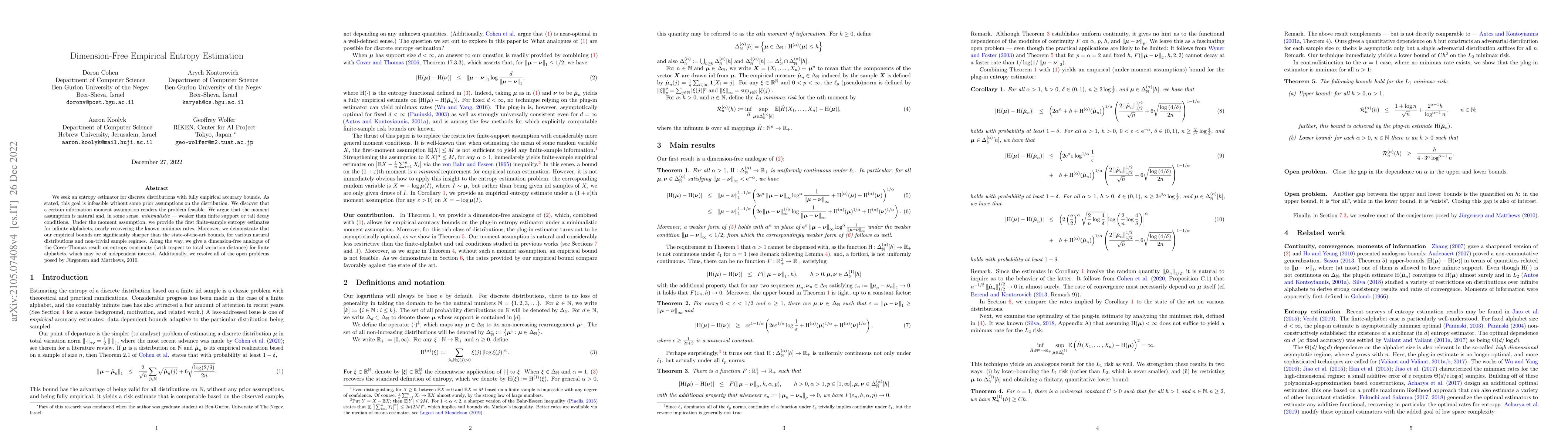 Thumbnail for Dimension-Free Empirical Entropy Estimation