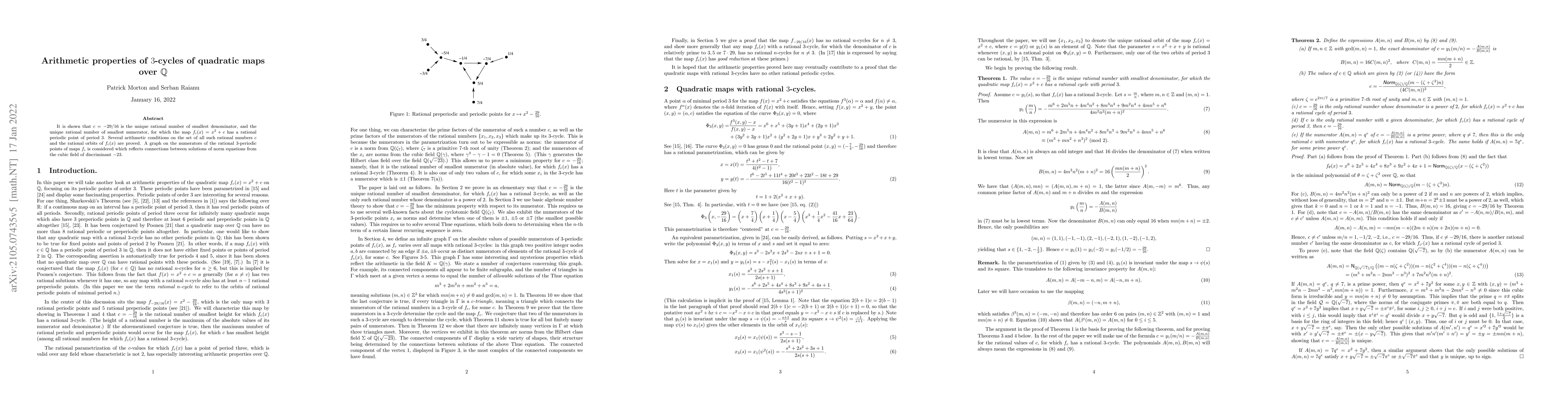 Thumbnail for Arithmetic properties of $3$-cycles of quadratic maps over $\mathbb{Q}$
