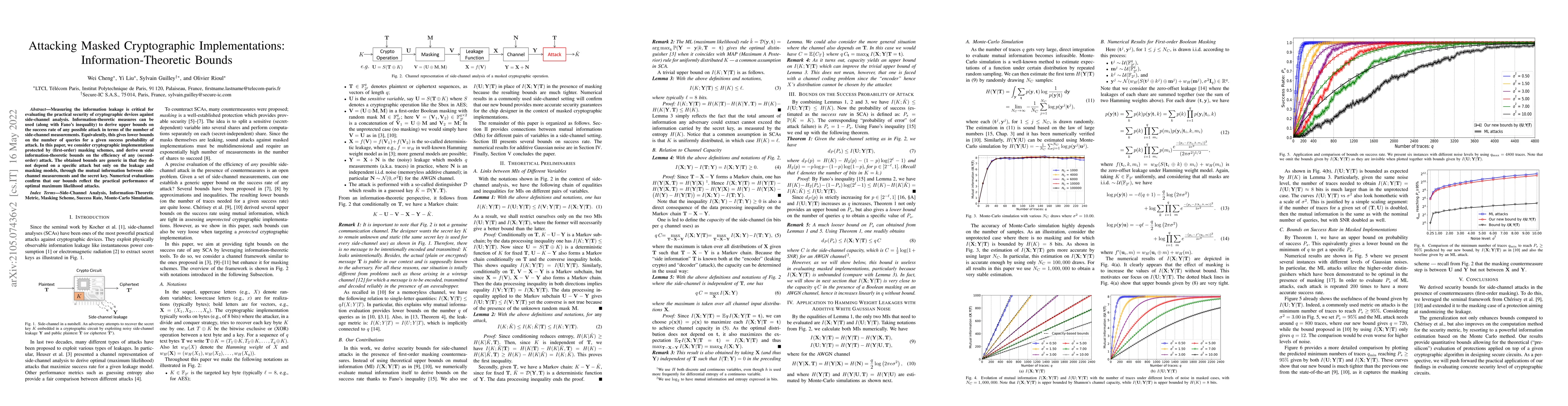 Thumbnail for Attacking Masked Cryptographic Implementations: Information-Theoretic
  Bounds