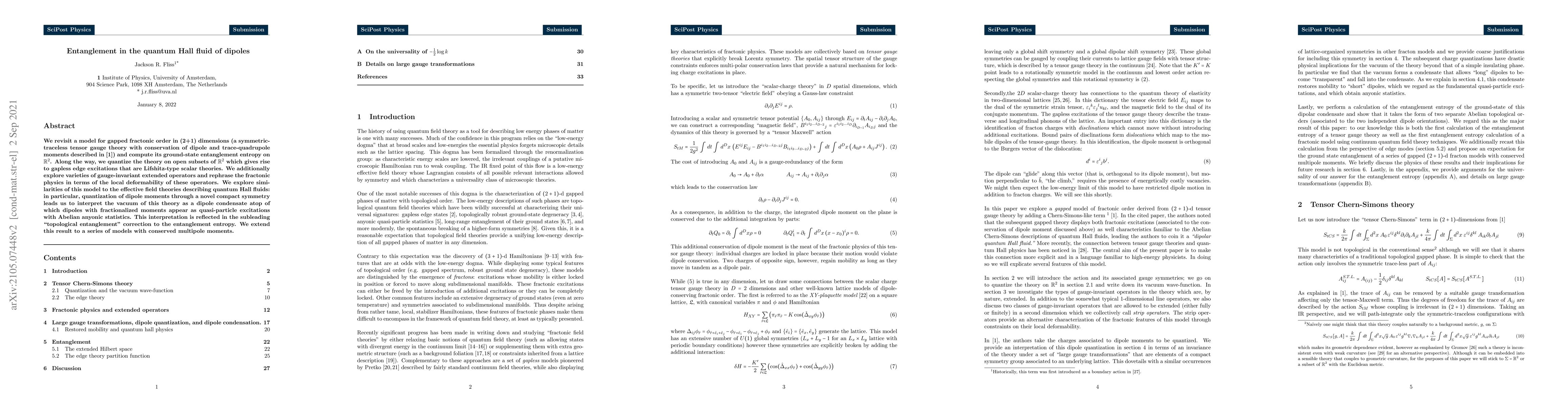Thumbnail for Entanglement in the quantum Hall fluid of dipoles