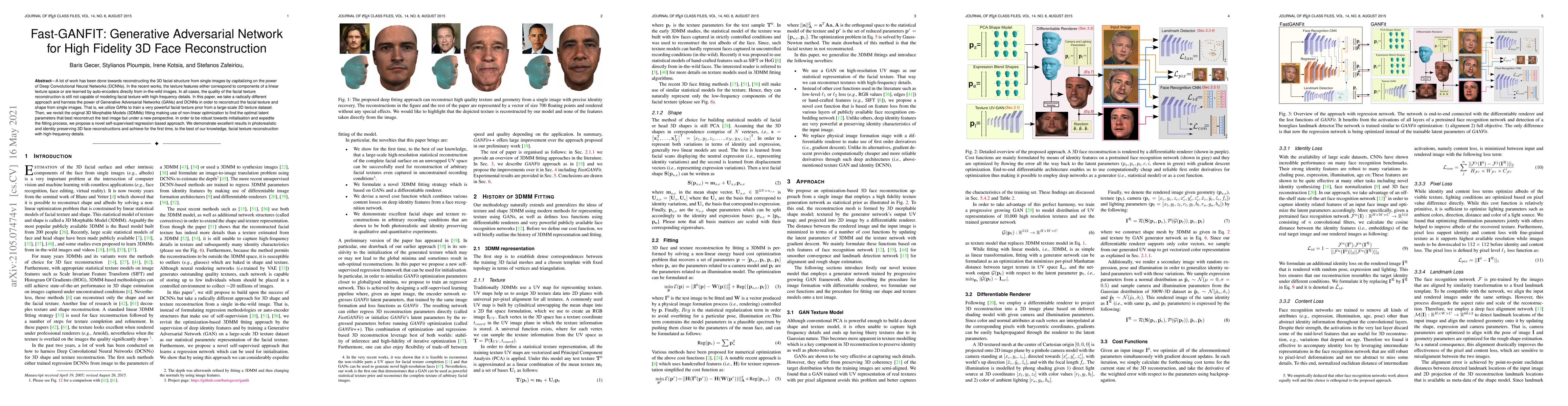 Thumbnail for Fast-GANFIT: Generative Adversarial Network for High Fidelity 3D Face
  Reconstruction